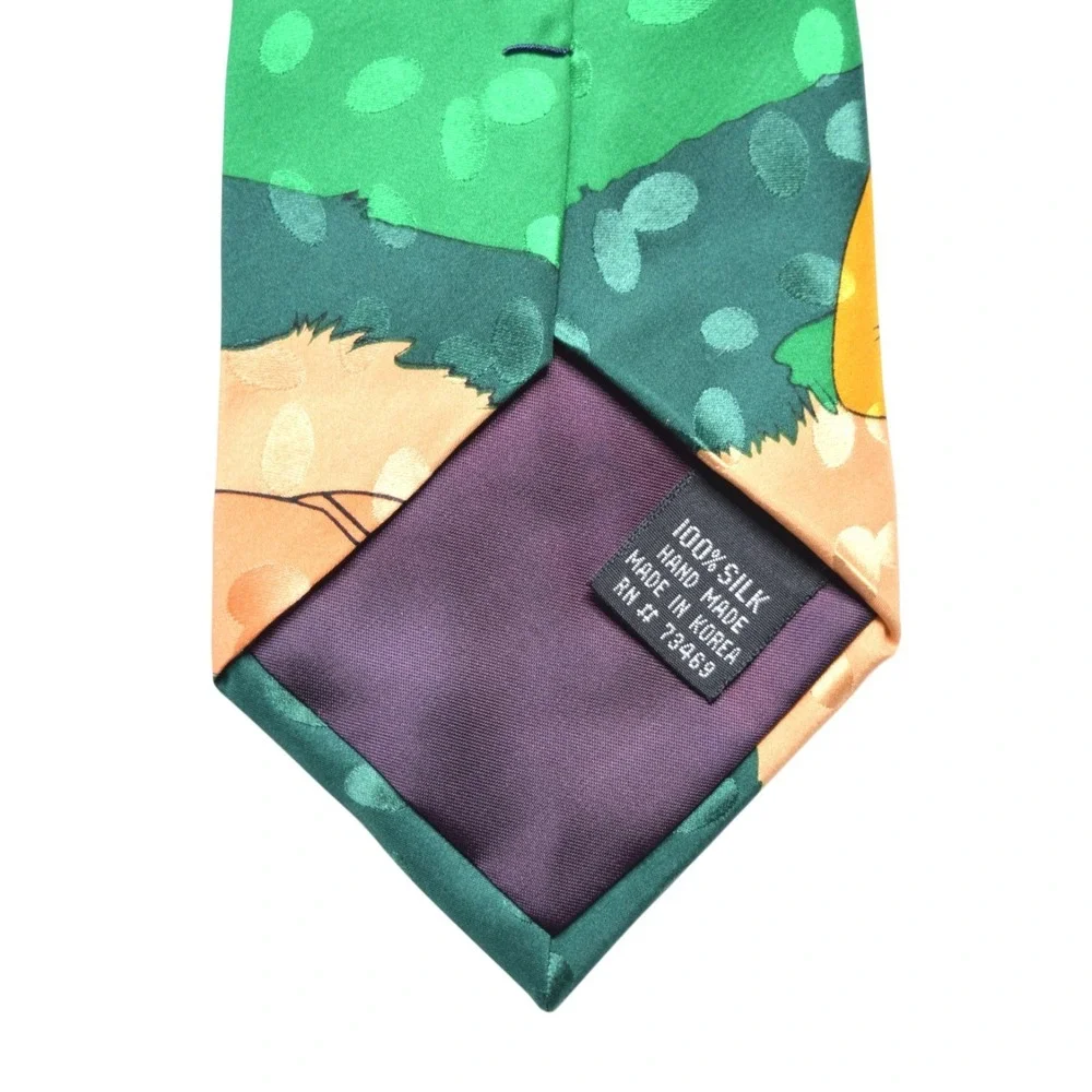 Vintage 90s Disney Store Mickey Mouse Donald Duck Pluto Golf Tie 100% Silk Tie